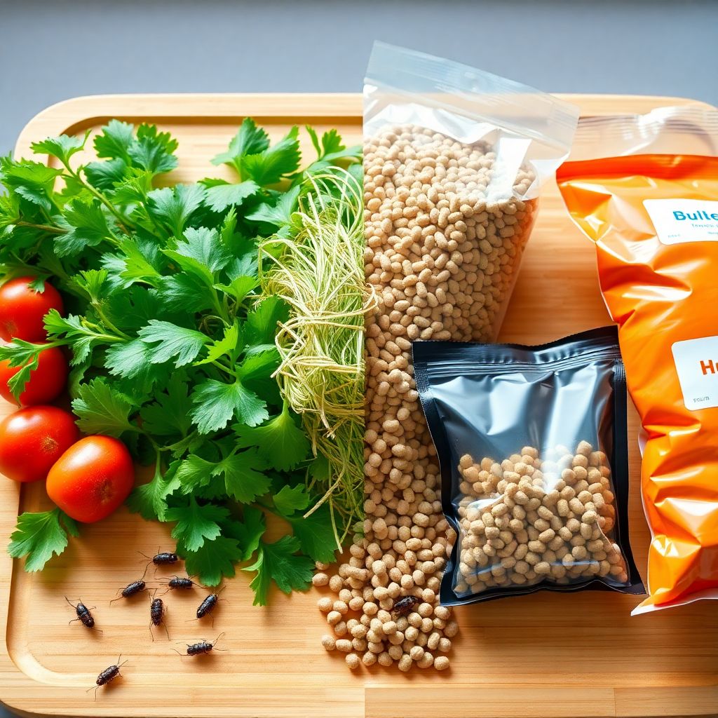 Comparaison visuelle entre légumes frais et granulés industriels pour rongeurs et reptiles NAC