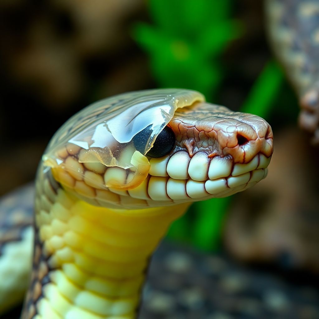 Serpent en cours de mue avec peau qui se détache normalement