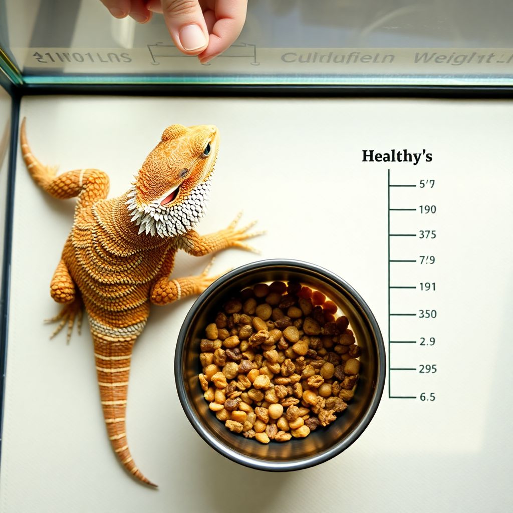 Pogona vitticeps en surpoids posé sur une balance de précision chez le vétérinaire