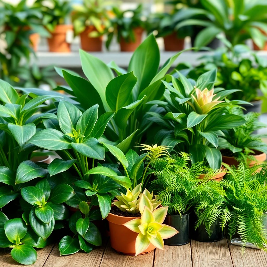 Terrarium tropical luxuriant avec pothos, fougères et broméliacées sous éclairage LED